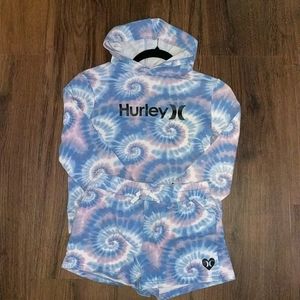 Hurley Sweatshirt/Shorts matching set blue and purple swirl tie dye